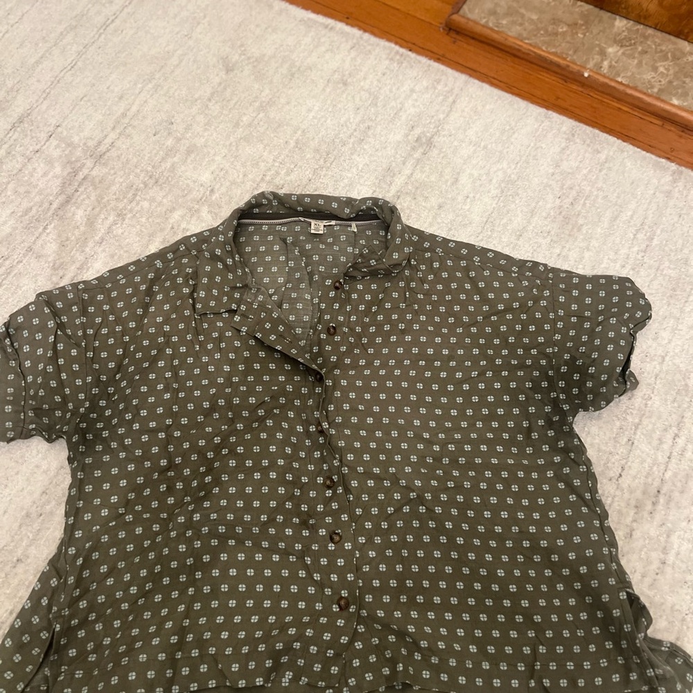 Toad&Co Women's Green Patterned Button Down Shirt